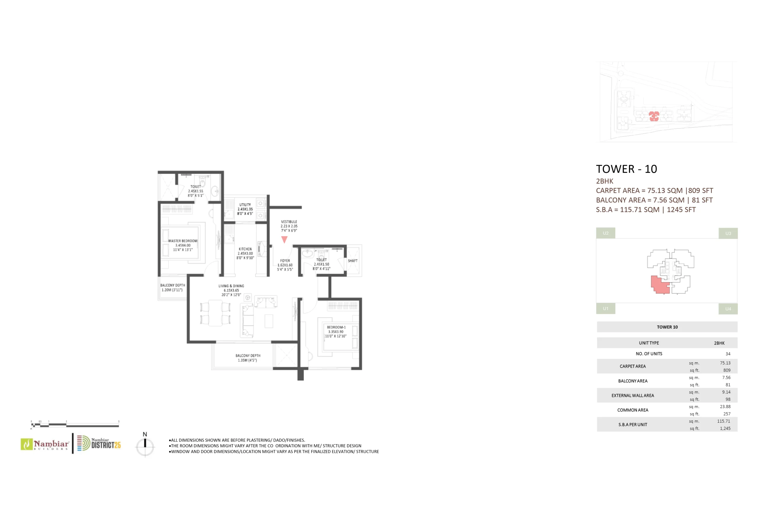 Nambiar District 25 2 BHK Floor Plan