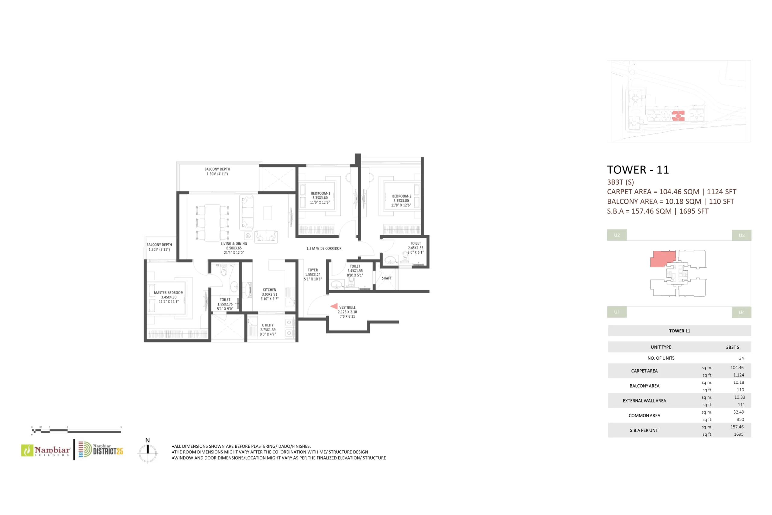 Nambiar District 25 3 BHK Small Floor Plan