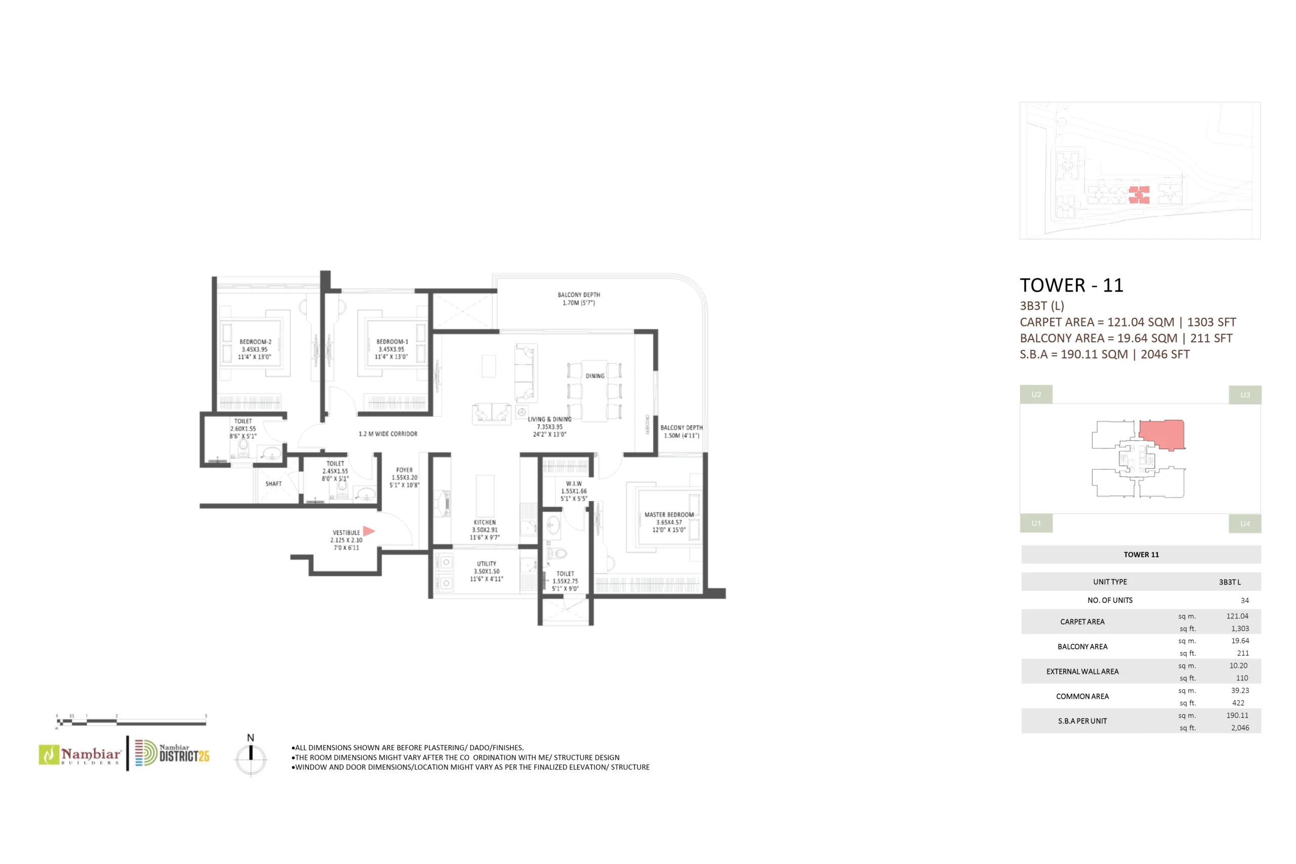 Nambiar District 25 3 BHK Large Floor Plan